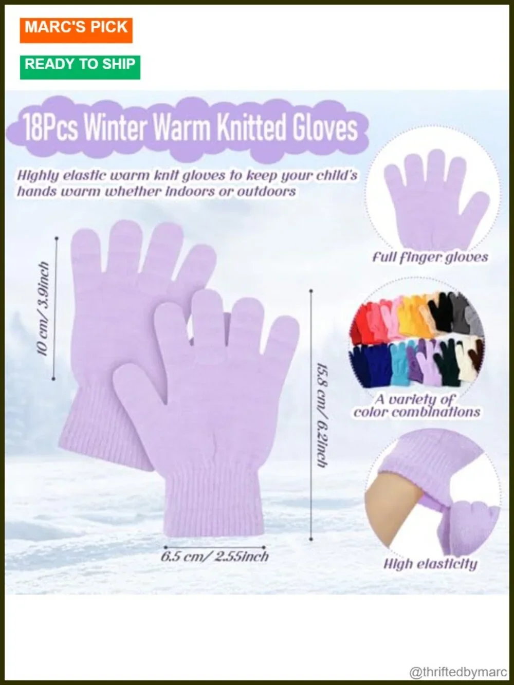 Kids Winter Hat Gloves Scarf Set Knit Pom Beanie Warm 5-10 Boys Girls 18 Pack